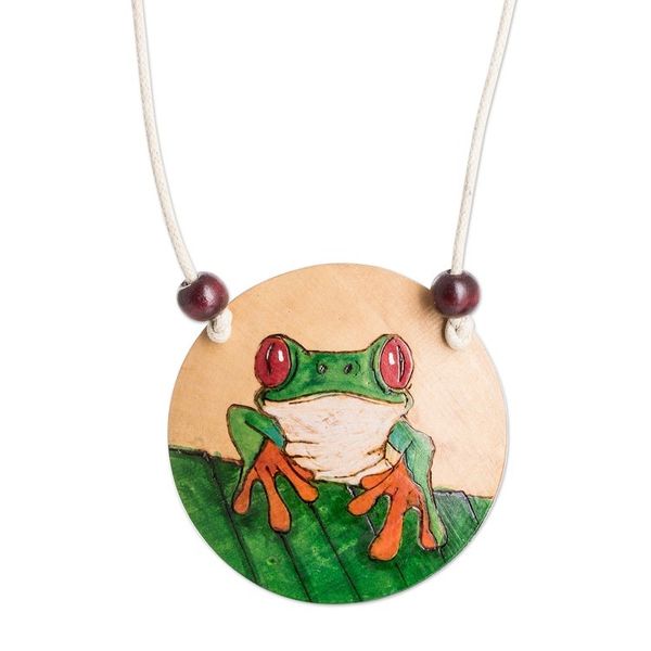Alternate image for Hand-Painted Calabash Gourd Frog Pendant Necklace Luck Portrayal