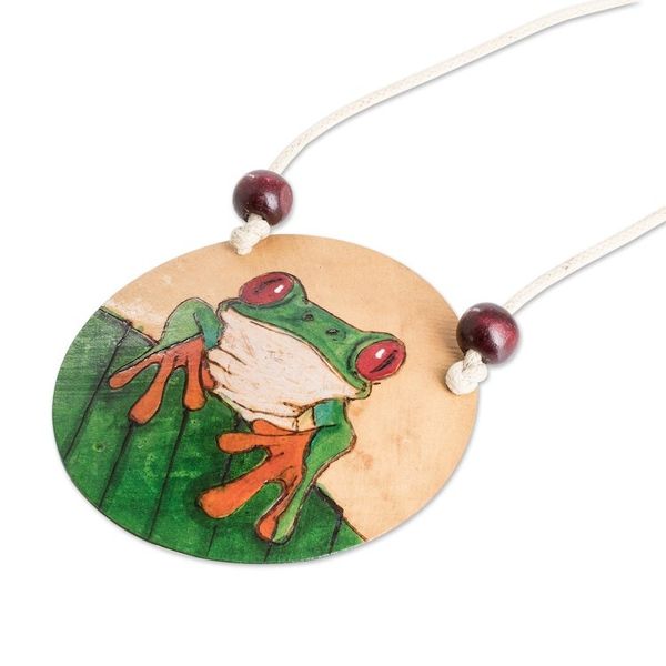 Alternate image for Hand-Painted Calabash Gourd Frog Pendant Necklace Luck Portrayal