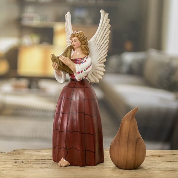 Alternate image for Colorful Folk Art Ceramic Sculpture of Angel from Guatemala Petite Tamahu