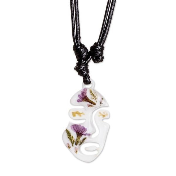 Alternate image for Natural Flower and Resin Adjustable Pendant Necklace Graceful Spring