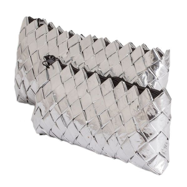 Alternate image for Set of 2 Recycled Metalized Wrapper Cosmetic Bags Sparkling Gala