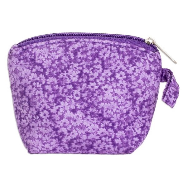 Alternate image for Embroidered Floral Purple Cotton Coin Purse with Zipper Royal Scenes