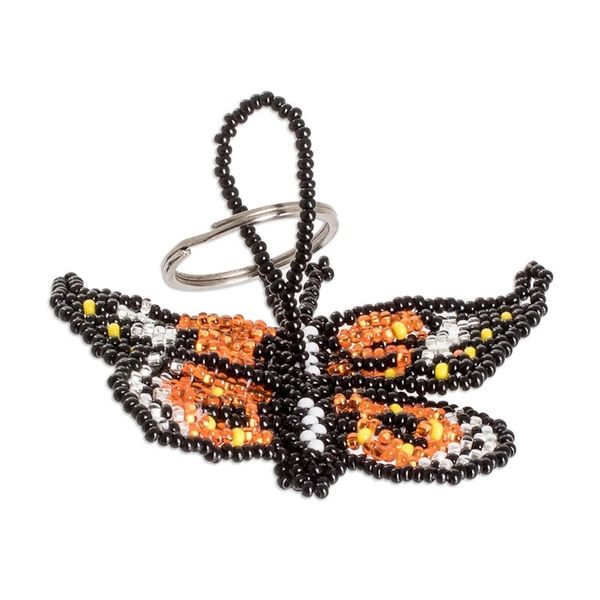 Alternate image for Handcrafted Black and Orange Glass Beaded Butterfly Keychain Fluttering Hopes