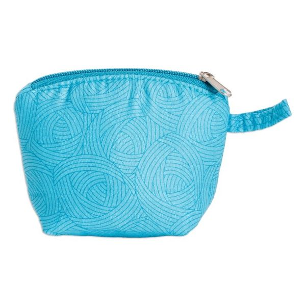 Alternate image for Embroidered Floral Cyan Cotton Coin Purse with Zipper Cyan Beauty