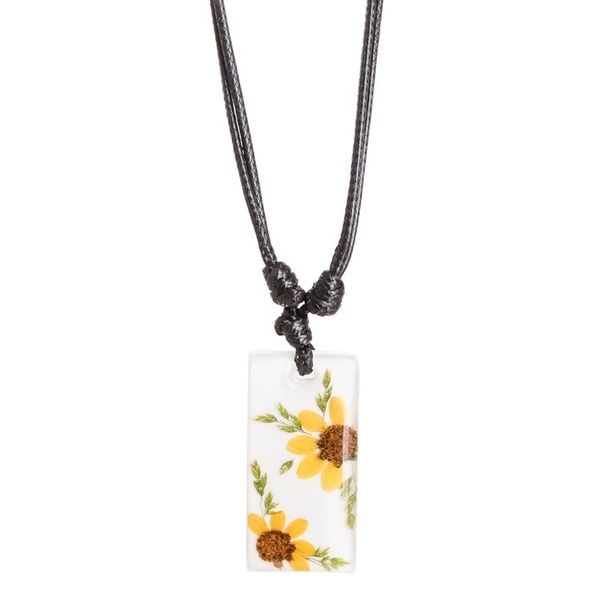 Alternate image for Yellow Natural Sunflower and Resin Pendant Necklace Adoration Sunflower