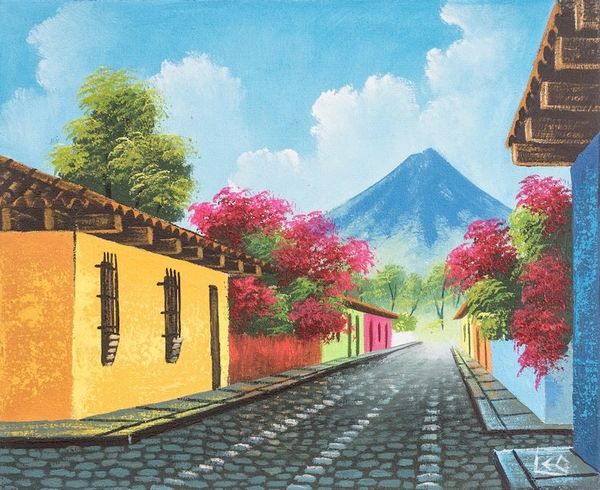 Alternate image for Oil on Canvas Impressionist Painting of Antigua Guatemala Antigua Guatemala
