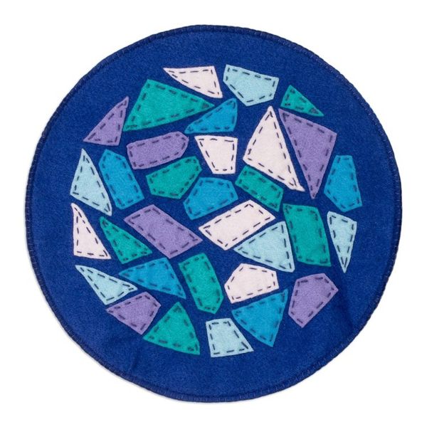 Alternate image for Handcrafted Geometric Round Blue and Purple Felt Doily Magical Fragments