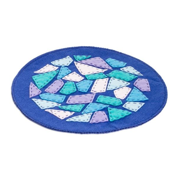 Alternate image for Handcrafted Geometric Round Blue and Purple Felt Doily Magical Fragments