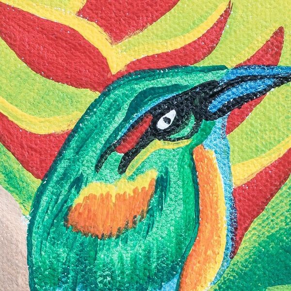 Alternate image for Signed Stretched Acrylic Impressionist Painting of Nature Birds