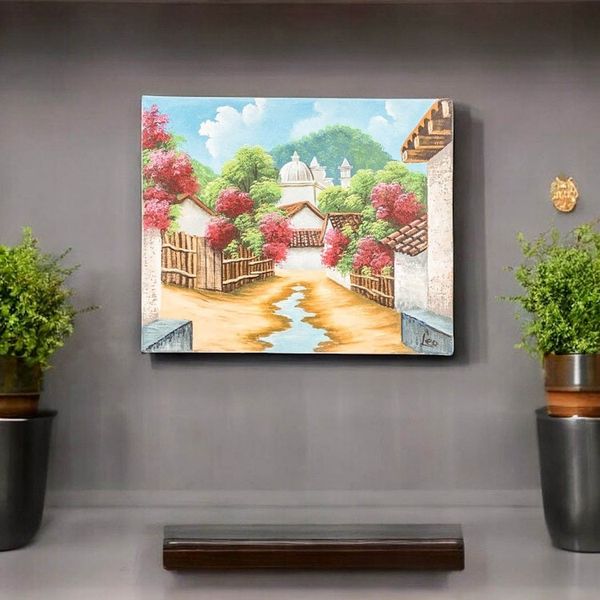 Alternate image for Impressionist Oil Painting of A Small Town in Guatemala Zunil