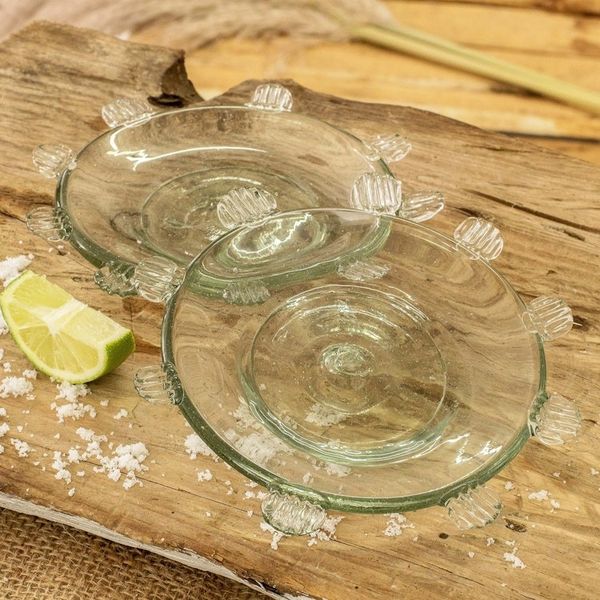 Alternate image for Pair of Blown Recycled Glass Dessert Plates from Guatemala Feathers