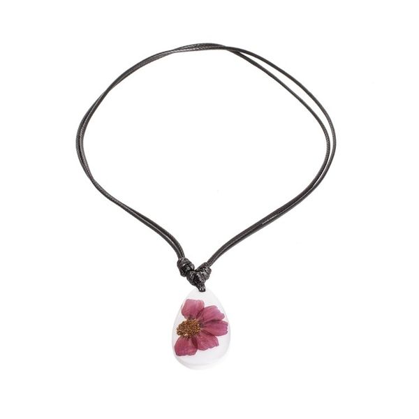Alternate image for Purple Natural Dahlia Flower and Resin Pendant Necklace Kindness Dahlia