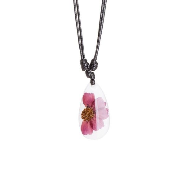 Alternate image for Purple Natural Dahlia Flower and Resin Pendant Necklace Kindness Dahlia