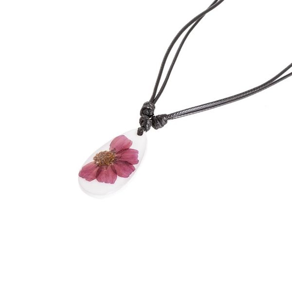 Alternate image for Purple Natural Dahlia Flower and Resin Pendant Necklace Kindness Dahlia