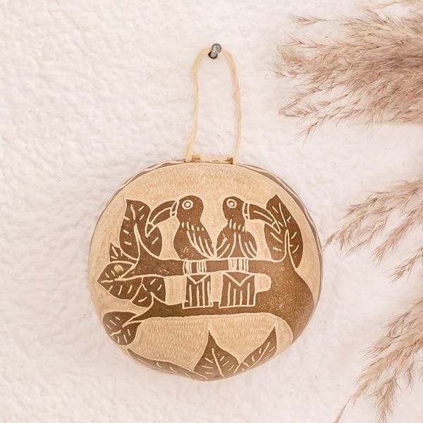 Alternate image for Costa Rican Hand-Carved Dried Calabash Gourd Toucan Wall Art Toucan Charm
