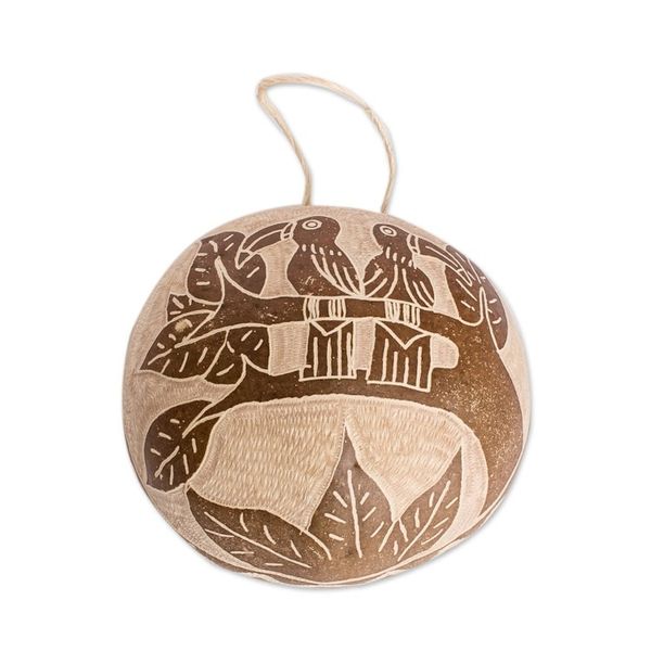 Alternate image for Costa Rican Hand-Carved Dried Calabash Gourd Toucan Wall Art Toucan Charm