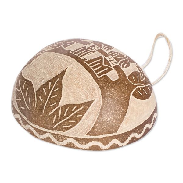 Alternate image for Costa Rican Hand-Carved Dried Calabash Gourd Toucan Wall Art Toucan Charm