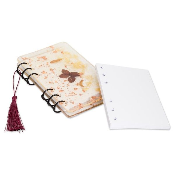 Alternate image for Handcrafted Leafy Resin Journal with Burgundy Tassel Evening Forest