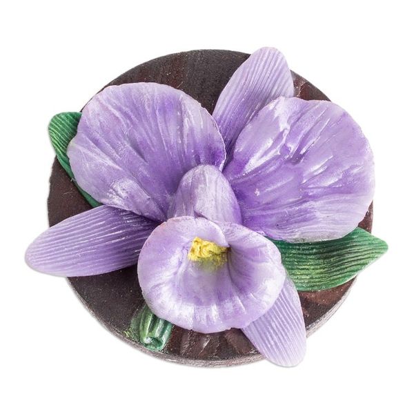 Alternate image for Handmade Painted Pinewood and Cold Porcelain Flower Magnet The Tropical Guaria