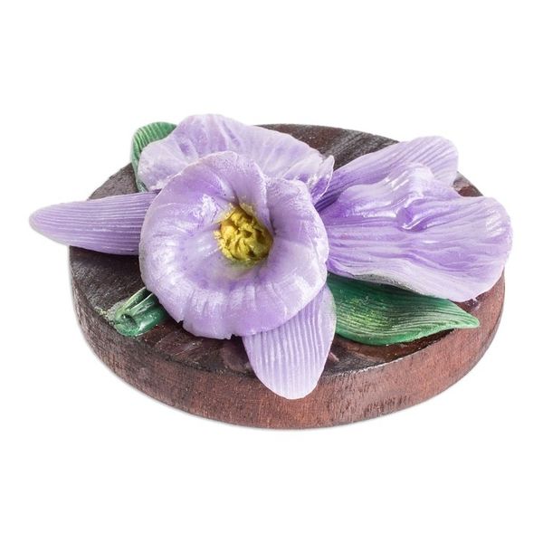 Alternate image for Handmade Painted Pinewood and Cold Porcelain Flower Magnet The Tropical Guaria