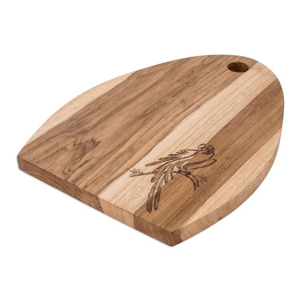Alternate image for Semi-Oval Laurel Wood Cutting Board with Macaw Engraving Macaws Treats