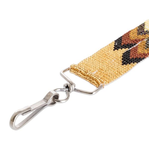 Alternate image for Handmade Beaded Neck Lanyard Keychain Holder in Gold Hue Handy and Trendy