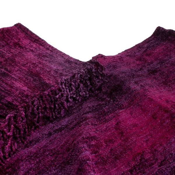 Alternate image for Handwoven Cotton Blend Poncho in Fuchsia and Purple Hues Forest Berry