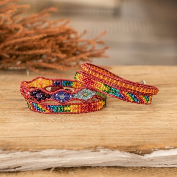 Alternate image for 2 Handmade Colorful Beaded Positive Energy Wrap Bracelets Always Connected