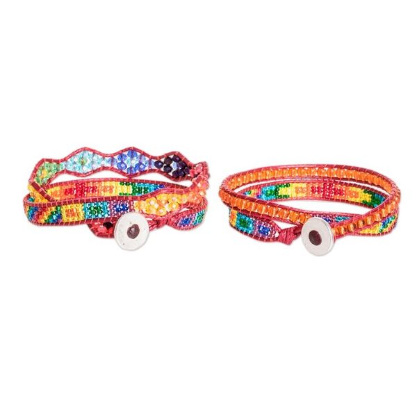 Alternate image for 2 Handmade Colorful Beaded Positive Energy Wrap Bracelets Always Connected