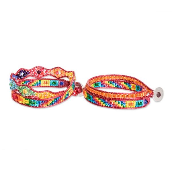 Alternate image for 2 Handmade Colorful Beaded Positive Energy Wrap Bracelets Always Connected