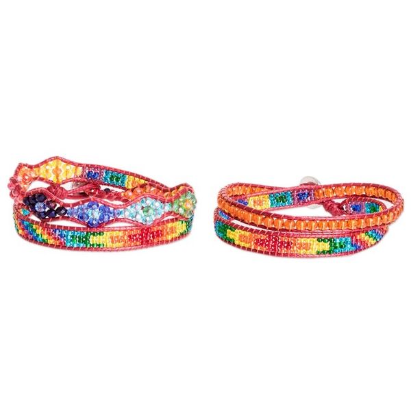 Alternate image for 2 Handmade Colorful Beaded Positive Energy Wrap Bracelets Always Connected