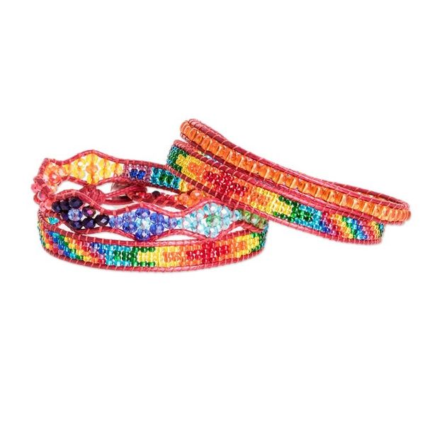 Alternate image for 2 Handmade Colorful Beaded Positive Energy Wrap Bracelets Always Connected