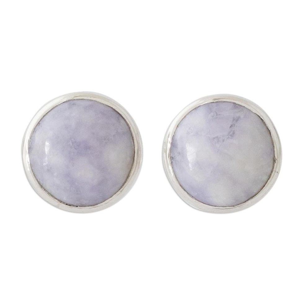 Round Lilac Jade Earrings 'Memorable Moon in Lilac'
