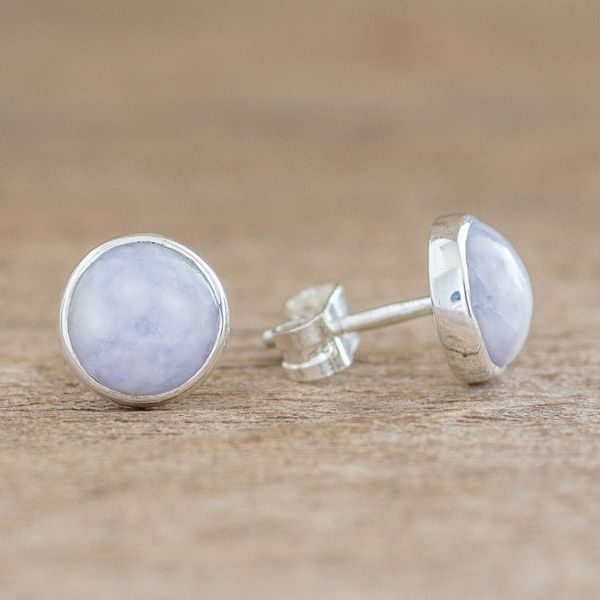Alternate image for Round Lilac Jade Earrings Memorable Moon in Lilac