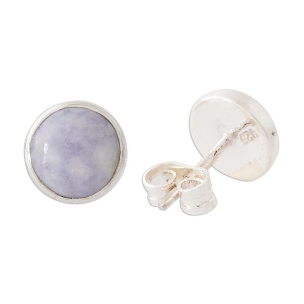 Alternate image for Round Lilac Jade Earrings Memorable Moon in Lilac