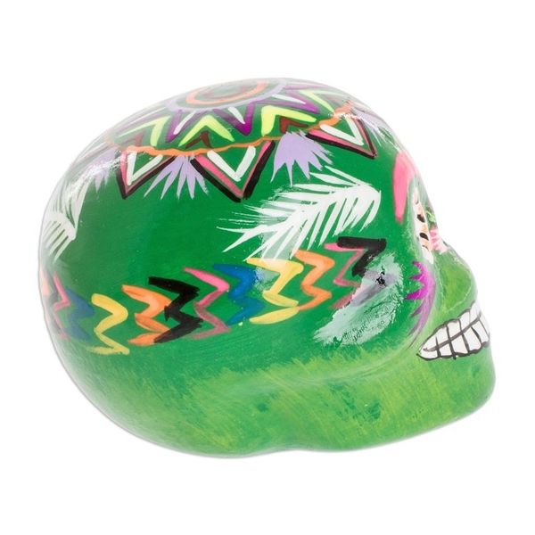 Alternate image for Ceramic Figurine from Guatemala Colorful Skull