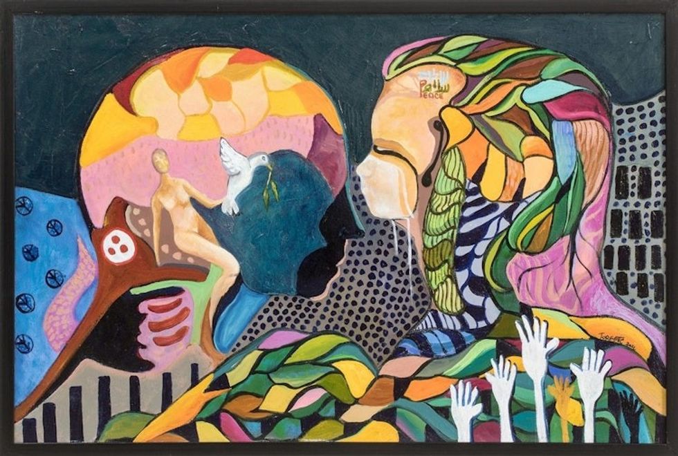 World Peace Project Original Signed Expressionist Painting 'Symbol of Peace'