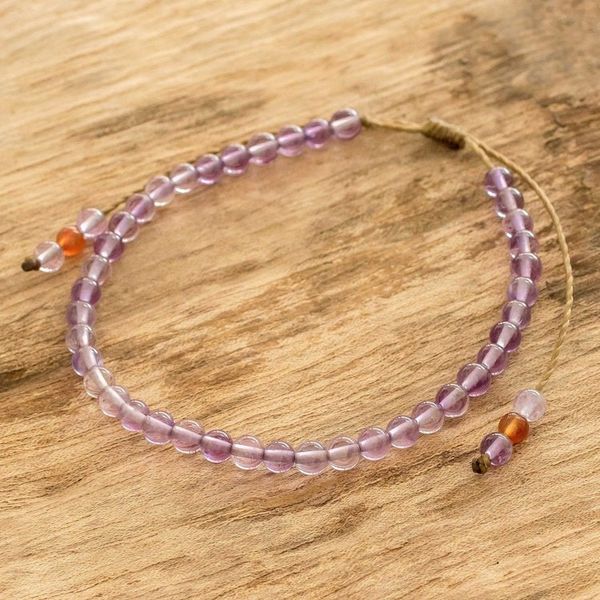 Alternate image for Amethyst and Jasper Bead Bracelet with Sliding Knot Plum Parade