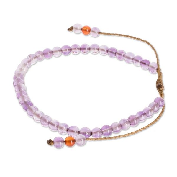 Alternate image for Amethyst and Jasper Bead Bracelet with Sliding Knot Plum Parade