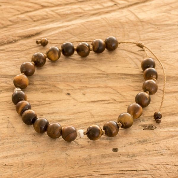 Alternate image for Mens Handmade Beaded Bracelet with Tigers Eye and Jasper Burning Energies