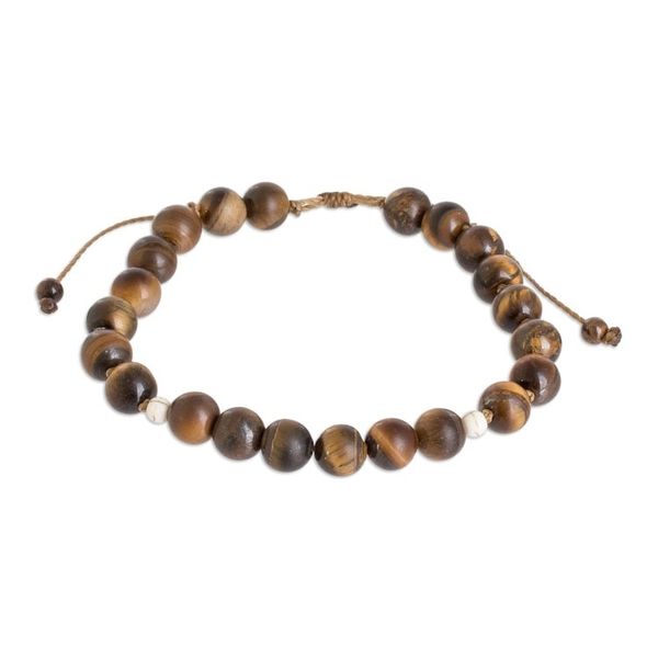 Alternate image for Mens Handmade Beaded Bracelet with Tigers Eye and Jasper Burning Energies