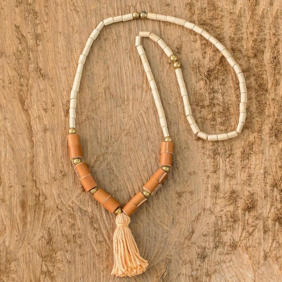 Tasseled Long Beaded Necklace 'Corcovado Bohemian'