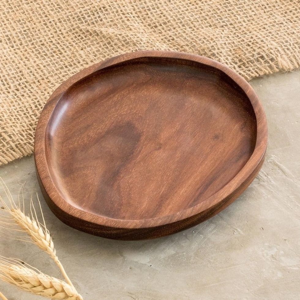 Handcrafted Small Wood Plate 'Festive Table'