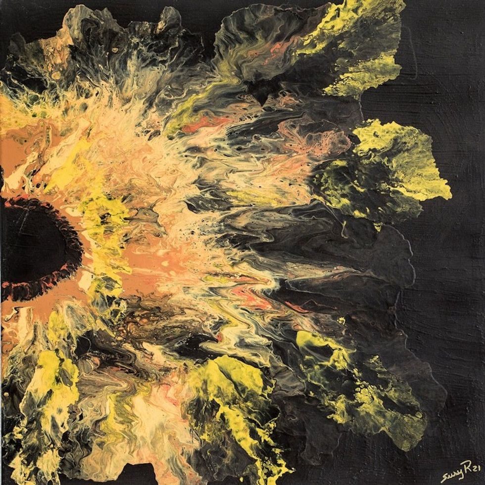 Fluid Art Painting from Costa Rica 'Sunflower'