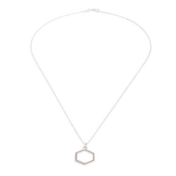 Alternate image for Sterling Silver Hexagon Pendant Necklace from Costa Rica Hexagon