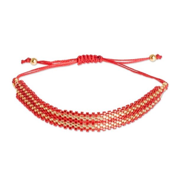 Alternate image for Red and Gold Beaded Bracelet Red Tracks