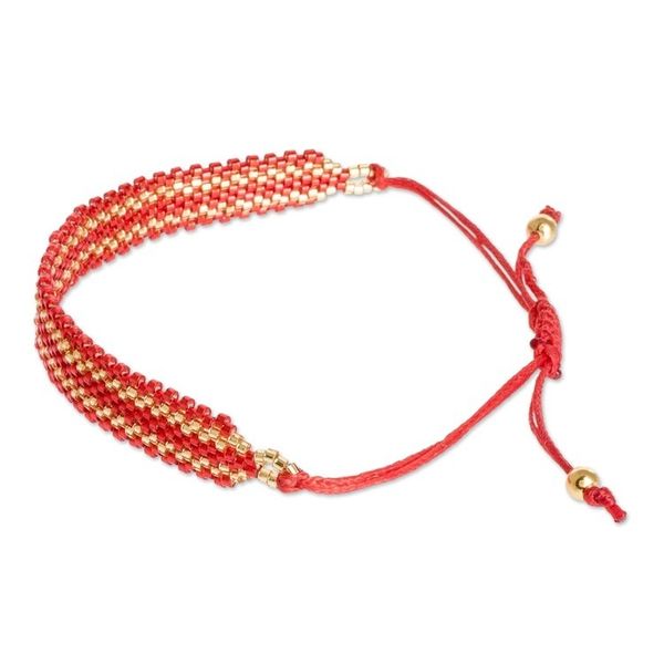 Alternate image for Red and Gold Beaded Bracelet Red Tracks