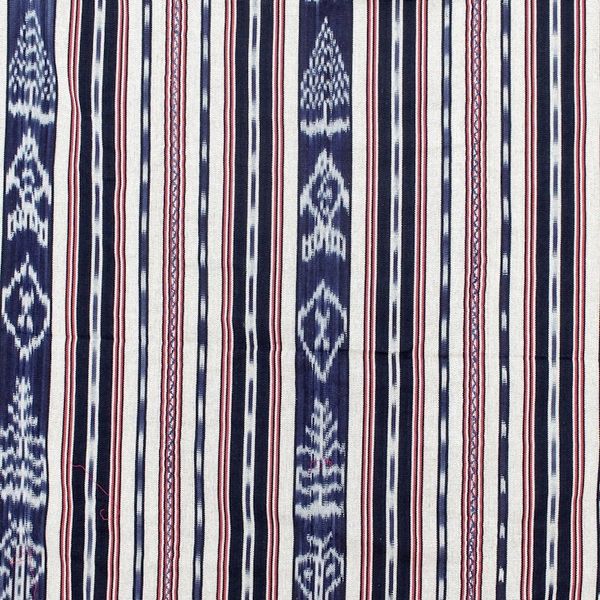 Alternate image for Blue and Red Hand-Woven Cotton Throw Blanket with Stripes Fresh and Cool
