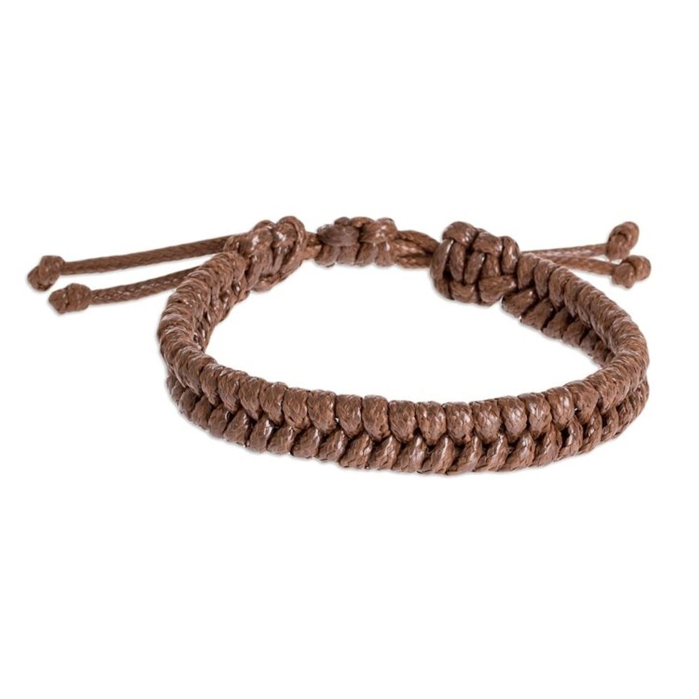 Brown Nylon Macrame Bracelet 'Strong Ties in Brown'