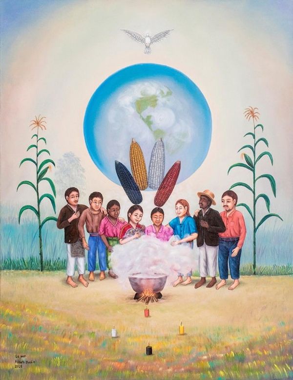 Alternate image for Signed World Peace Project Expressionist Painting Peace